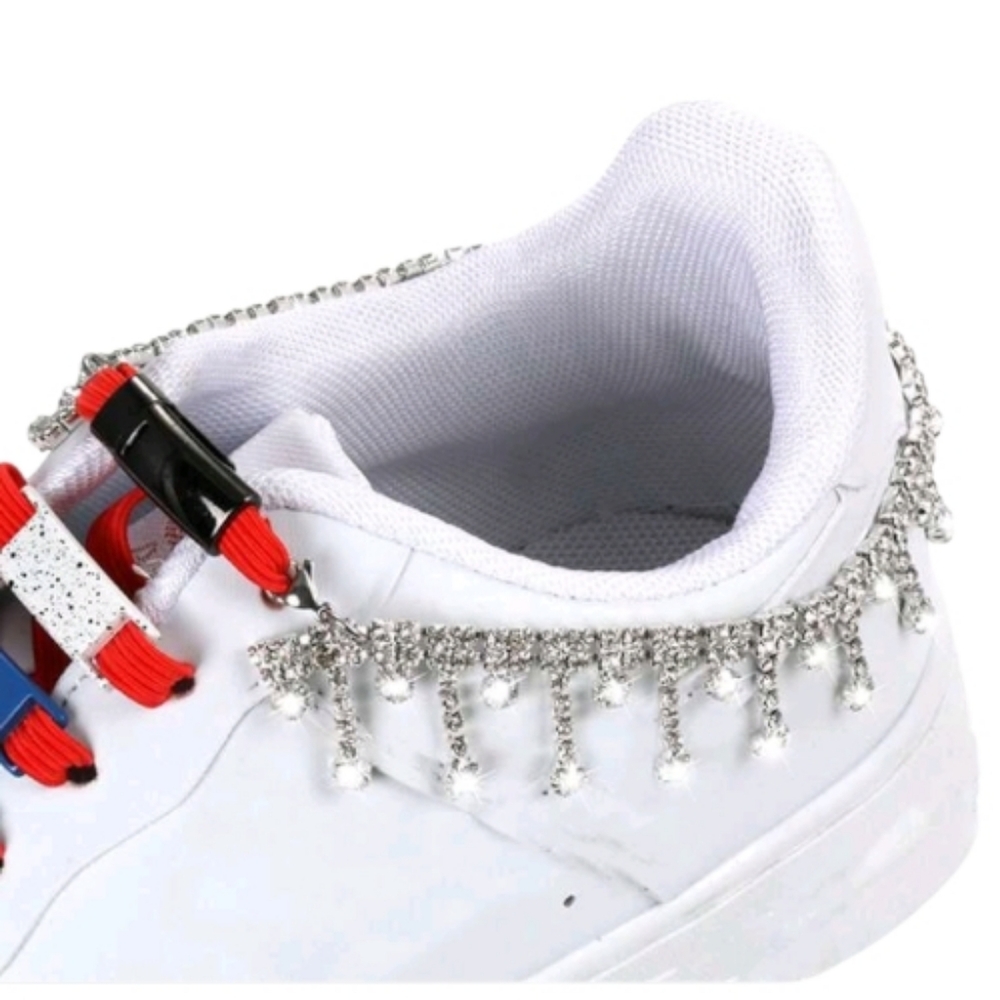 2pc Crystal Fringe Rhinestone Chain Shoe Decoration/Removable Chain - Picture 4 of 4